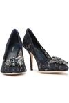 DOLCE & GABBANA BELLUCCI CRYSTAL-EMBELLISHED CORDED LACE PUMPS,3074457345624440671