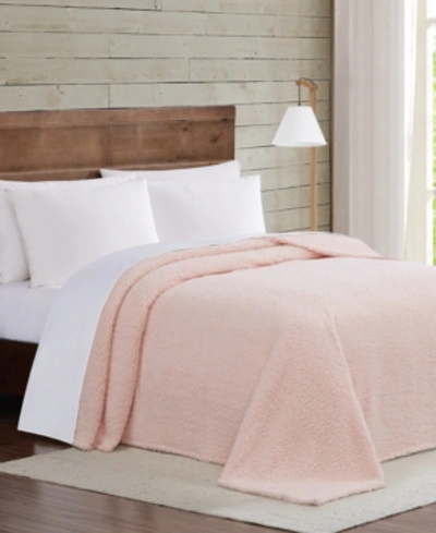 Brooklyn Loom Marshmallow Sherpa Blanket, Full/queen In Blush