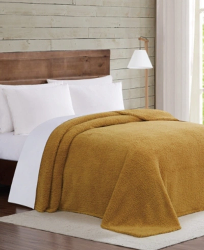 Brooklyn Loom Marshmallow Sherpa Blanket, Twin/twin Xl In Mustard
