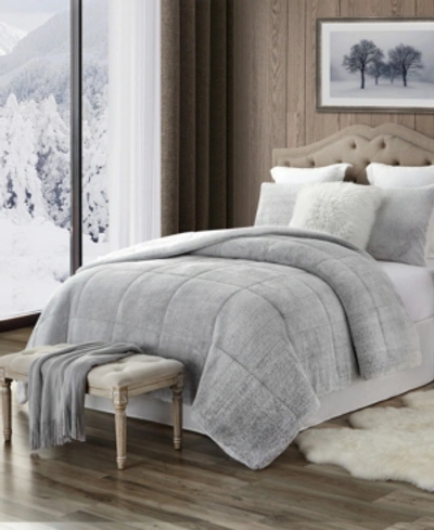 Cathay Home Inc. Plush Faux Fur And Sherpa Reversible King/cal King Comforter Set In Grey