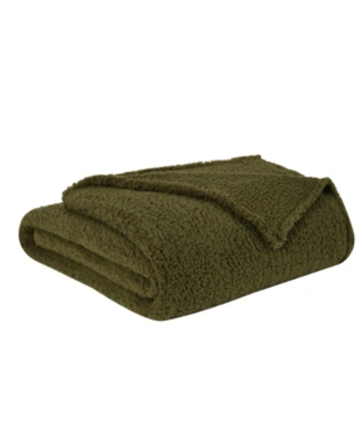 Brooklyn Loom Marshmallow Sherpa Throw, 60" X 50" In Olive