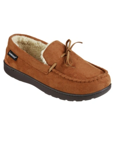 Isotoner Signature Signature Men's Memory Foam Microsuede Nigel Moccasin Slippers In Cognac