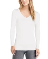 Cuddl Duds Plus Size Softwear With Stretch Long-sleeve V-neck Top In Ivory