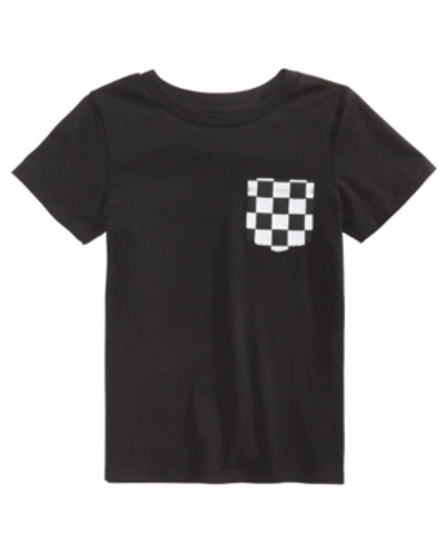 Epic Threads Kids' Little Boys Short Sleeve Checkered Pocket T-shirt In Deep Black