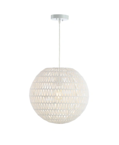 Jonathan Y Luna 15.7" Woven Rattan Orb Led Pendant In White