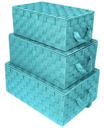 Sorbus Woven Storage 3 Piece Basket Set In Aqua
