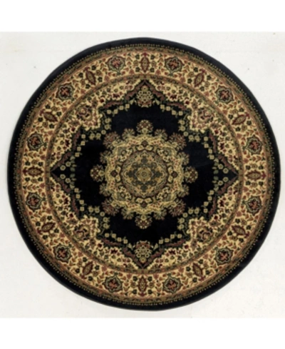 Km Home Closeout!  Umbria 1191 5'3" X 5'3" Round Rug In Black