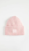 Acne Studios Pansy Face Patch Rib Wool Beanie In Blush Pink