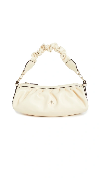 Manu Atelier Ruched Cylinder Chain Xx Bag In Vanilla