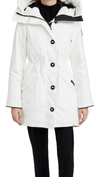 Canada Goose Rossclair Fur-trim Hooded Down Parka In Northstar White/black