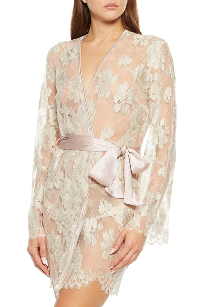 Myla Dove Mews Satin-trimmed Leavers Lace Robe In Blush