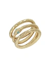 GUCCI WOMEN'S FLORA 18K YELLOW GOLD & TURQUOISE OUROBOROS RING,0400012016347