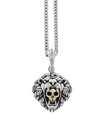 King Baby Studio Men's Untamed Lion & Goldtone Alloy Skull Pendant Necklace In Silver