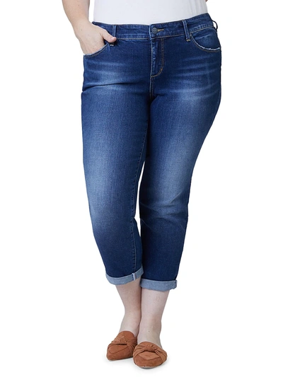 Slink Jeans, Plus Size Mid-rise Boyfriend Ankle Jeans In Karen