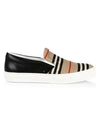 BURBERRY THOMPSON STRIPE CANVAS & LEATHER LOAFERS,400013302237