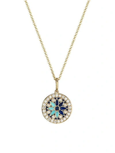 Sydney Evan Women's Small Kaleidoscope Pavé Diamond, Sapphire & 14k Yellow Gold Charm