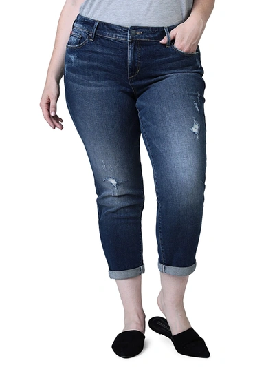 Slink Jeans Plus Boyfriend Mid-rise Cropped Jeans In Marina