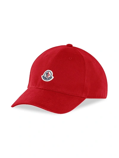 Moncler Babies' Cotton Gabardine Baseball Hat In Red