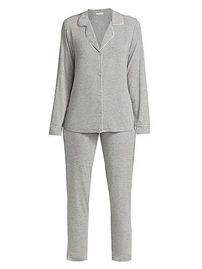 Eberjey 2-piece Gisele Tuxedo Pajama Set In Heather Grey