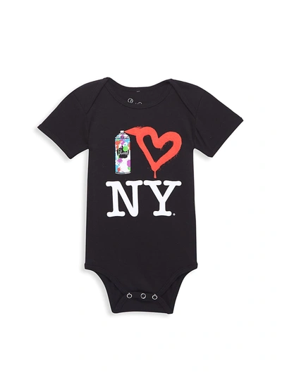 Piccoliny Baby's Spray Paint Heart Ny Bodysuit In Black Multi