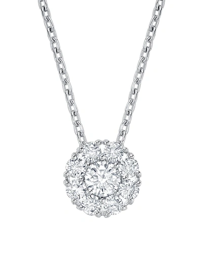 Birks Women's Snowflake 18k White Gold & Diamond Cluster Small Round Large Pendant Necklace