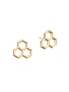 Birks Bee Chic 18k Yellow Gold Hexagon Trio Stud Earrings