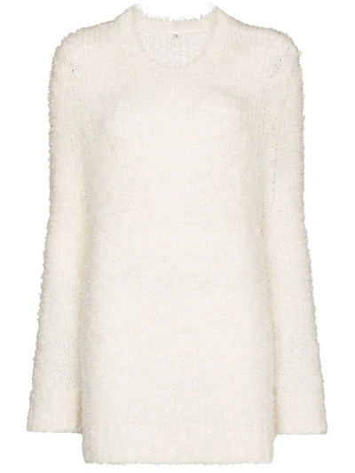 R13 Teddy Bear Oversized Wool Sweater In White