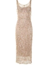 Dolce & Gabbana Sheath Dress With Bead Appliqués In Neutrals