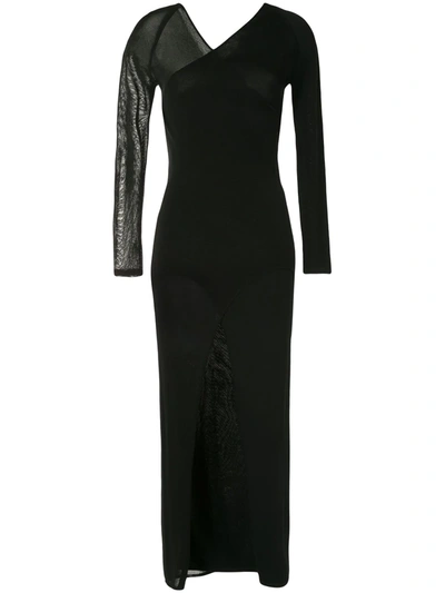 Dion Lee Asymmetric Long-sleeve Dress In Black