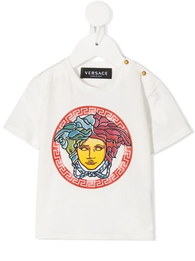 Young Versace Babies' Medusa Crew Neck T-shirt In White