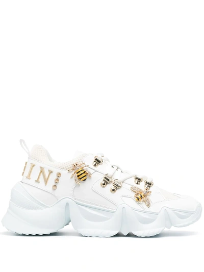 Philipp Plein Runner Monster Trainers In White