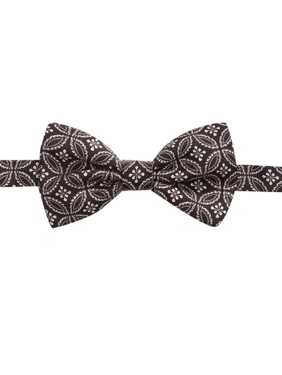 Dolce & Gabbana Printed Silk Bow Tie In Black