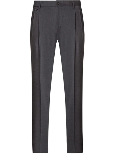 Dolce & Gabbana Dart-detailed Tailored Wool Trousers In Grey