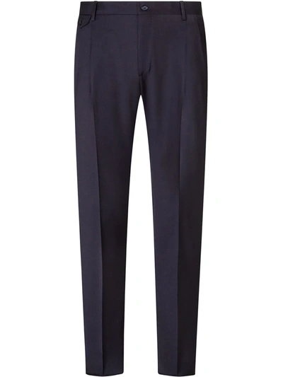 Dolce & Gabbana Dart-detailed Tailored Wool Trousers In Blue