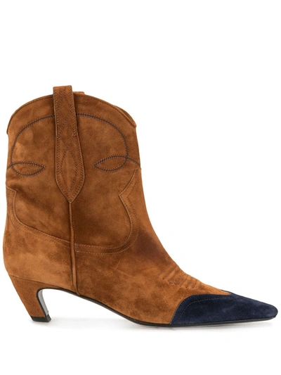 Khaite Dallas 50mm Ankle Boots In Brown