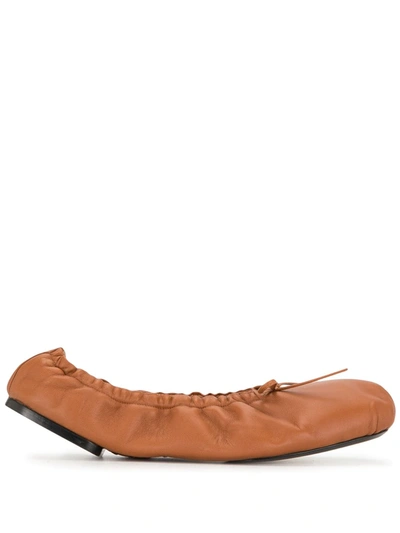 Khaite Ashland Foldable Leather Ballet Flats In Brown