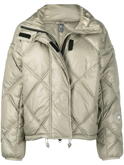 Adidas By Stella Mccartney Detachable Sleeves Quilted Padded Jacket In Neutrals