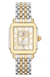 Michele Deco Madison Mid Two-tone Diamond-dial Watch In Gold/ Silver