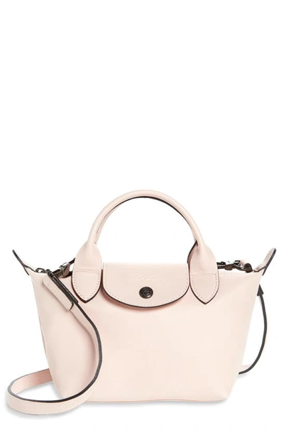 Longchamp Ladies Le Pliage Cuir Mini Top Handle Bag - Pink In Pale Pink