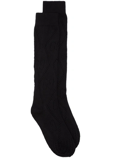 Gucci Black Gg Knee-high Socks