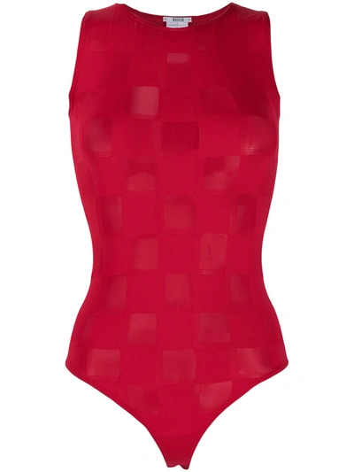 Wolford Tethys Checked Sleeveless Bodysuit In Red