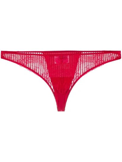 Wolford Lace Low-rise Thongs In Red