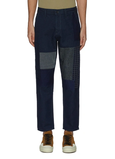 Fdmtl Sashiko Patchwork Straight Leg Denim Jeans In Blue