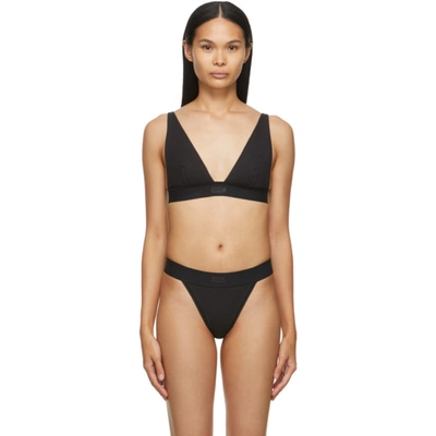 SKIMS BLACK COTTON PLUNGE BRALETTE