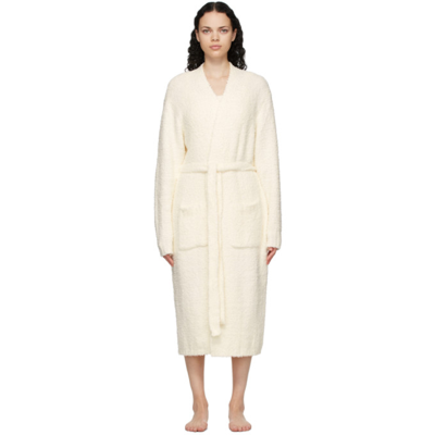 Skims Off-white Knit Cozy Dressing Gown In Bone