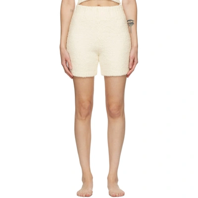 Skims Off-white Knit Cozy Shorts In Dusk