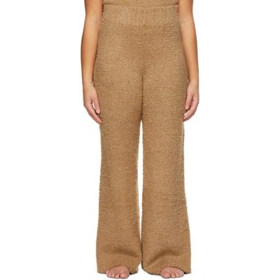 Skims Brown Knit Cozy Lounge Pants In Camel