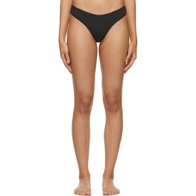Skims Black Cotton Dipped Thong In Soot