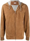 BRUNELLO CUCINELLI HOODED LEATHER JACKET