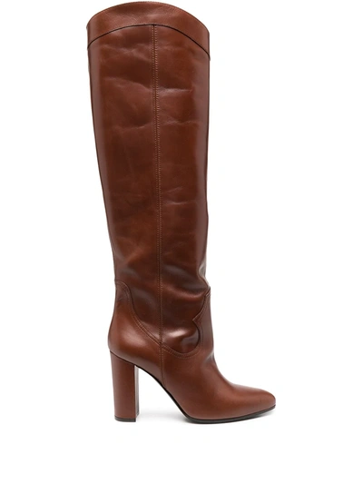 Paul Warmer Heeled Leather Boots In Brown